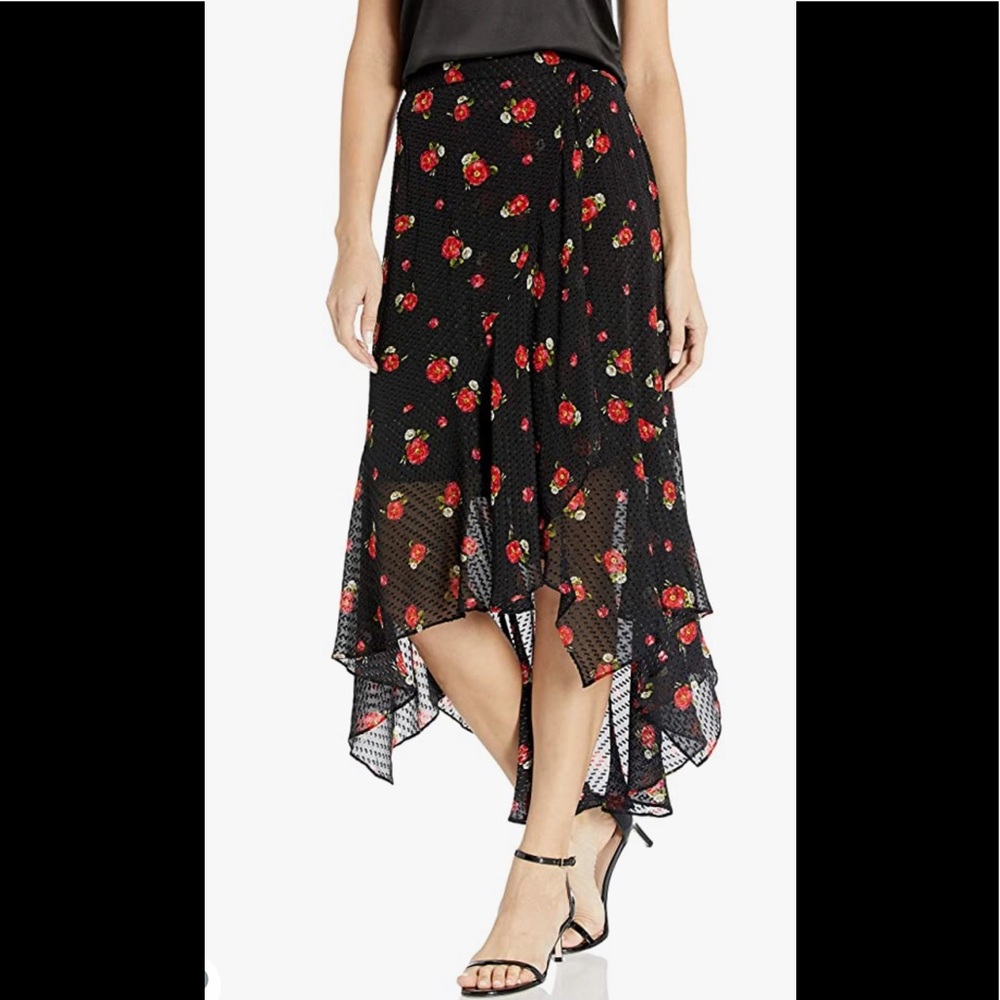The Kooples Women's Midi Skirt with Assymetrical Hem in a Floral Print